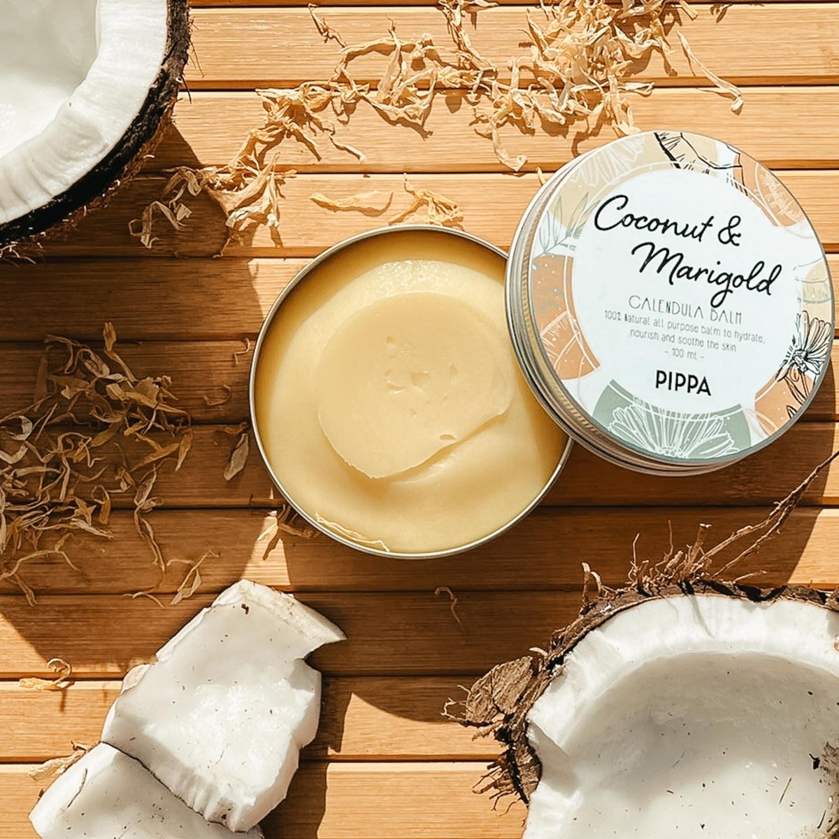 pippa coconut marigold calendula balsem verzorgende creme in een blikje